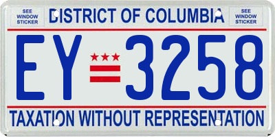 DC license plate EY3258