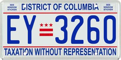 DC license plate EY3260