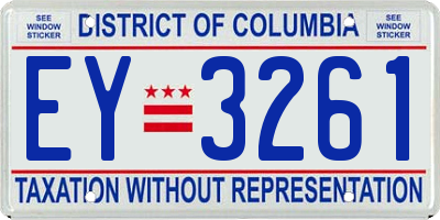 DC license plate EY3261