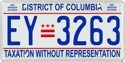 DC license plate EY3263