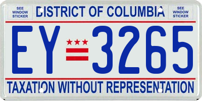 DC license plate EY3265