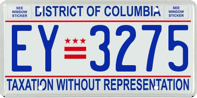 DC license plate EY3275