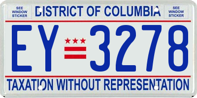 DC license plate EY3278