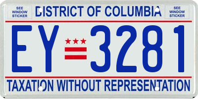 DC license plate EY3281