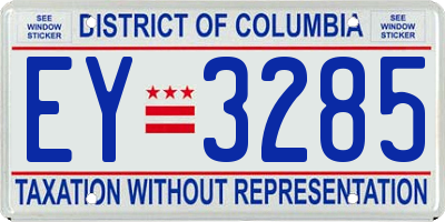 DC license plate EY3285