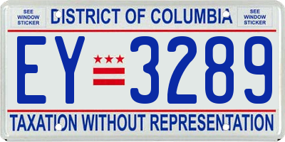 DC license plate EY3289