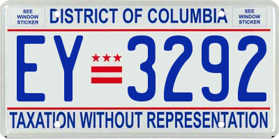 DC license plate EY3292