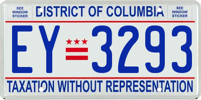 DC license plate EY3293