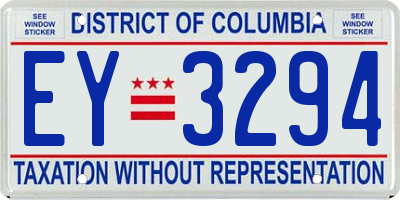 DC license plate EY3294