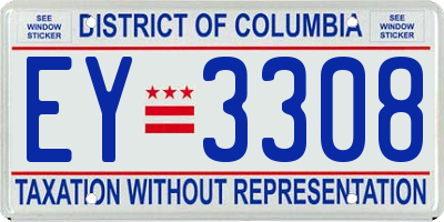 DC license plate EY3308