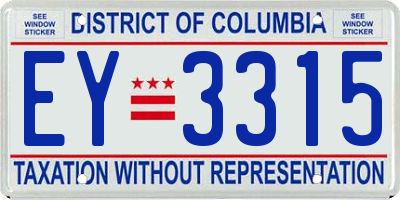 DC license plate EY3315