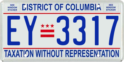 DC license plate EY3317