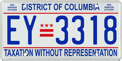 DC license plate EY3318