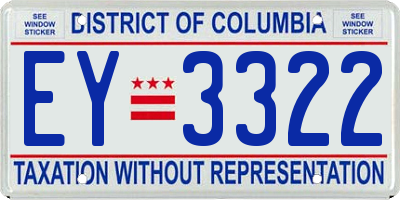 DC license plate EY3322