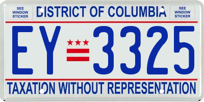 DC license plate EY3325