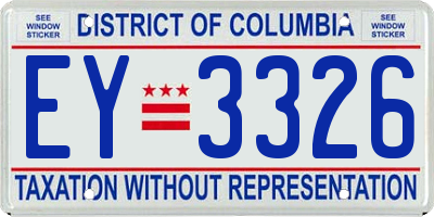 DC license plate EY3326