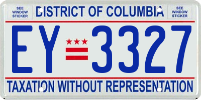 DC license plate EY3327