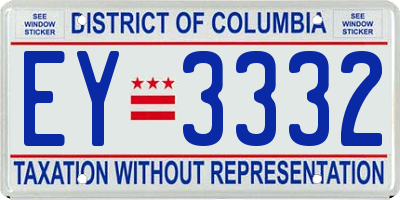 DC license plate EY3332