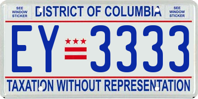 DC license plate EY3333