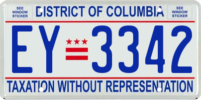 DC license plate EY3342