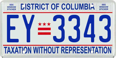 DC license plate EY3343