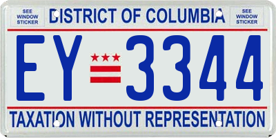 DC license plate EY3344