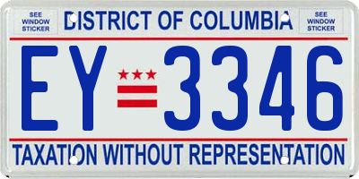 DC license plate EY3346