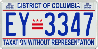 DC license plate EY3347