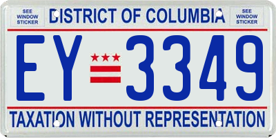 DC license plate EY3349