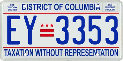 DC license plate EY3353