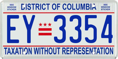 DC license plate EY3354