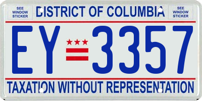 DC license plate EY3357