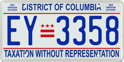 DC license plate EY3358