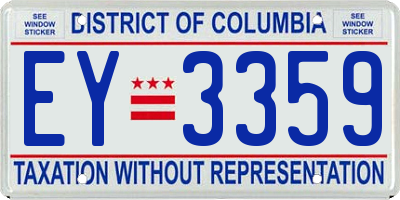 DC license plate EY3359