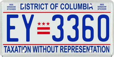 DC license plate EY3360