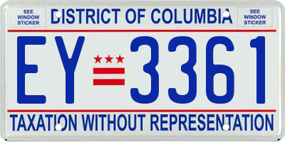 DC license plate EY3361