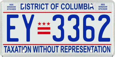 DC license plate EY3362