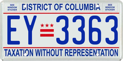 DC license plate EY3363