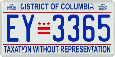 DC license plate EY3365