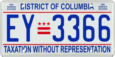 DC license plate EY3366