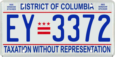 DC license plate EY3372