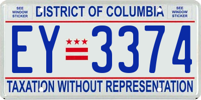 DC license plate EY3374