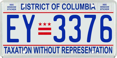 DC license plate EY3376