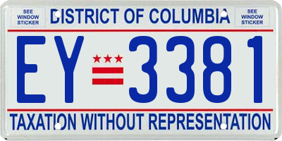 DC license plate EY3381