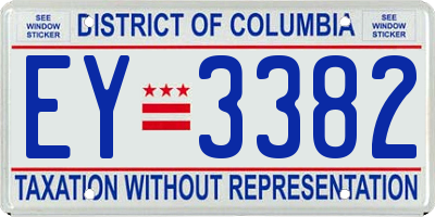 DC license plate EY3382