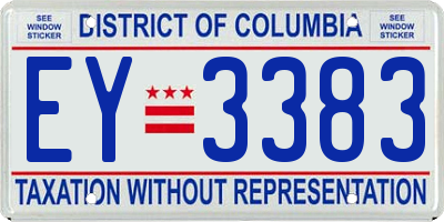 DC license plate EY3383