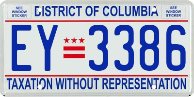 DC license plate EY3386