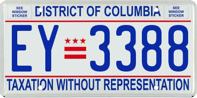 DC license plate EY3388