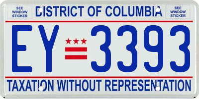 DC license plate EY3393