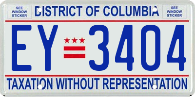 DC license plate EY3404